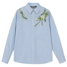 Load image into Gallery viewer, Striped Embroidered Casual Shirt Jacket
