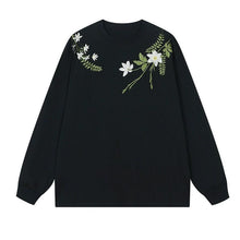 Load image into Gallery viewer, Floral Embroidered Oversized Long Sleeve Tee
