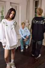 Load image into Gallery viewer, Floral Embroidered Oversized Long Sleeve Tee
