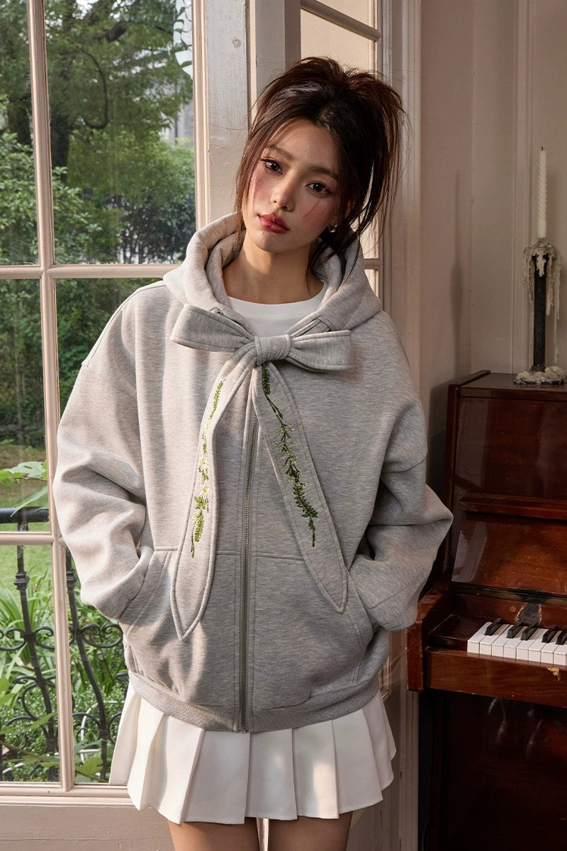 Detachable Bow Tie Floral Hoodie – Harsh and Cruel