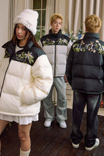 Load image into Gallery viewer, Colorblock Floral Embroidered Puffer
