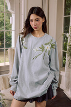 Load image into Gallery viewer, Floral Embroidered Oversized Long Sleeve Tee
