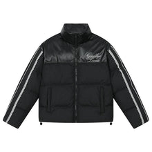 Load image into Gallery viewer, Retro PU Lace Panel Short Puffer
