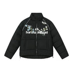 Vintage Floral Embroidered Puffer Jacket