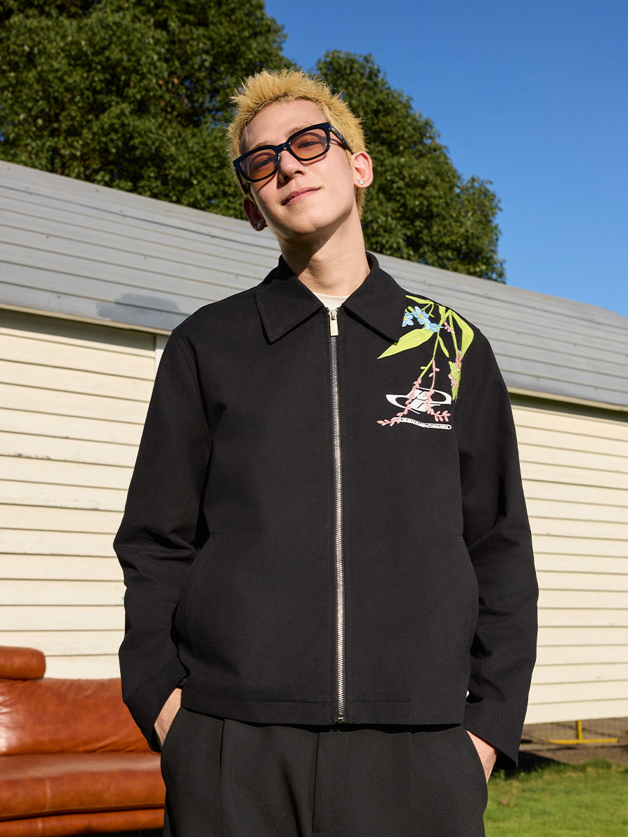 ジャケット・アウター CUTWORK EMBROIDERY JACKET Floral Embroidered Zip-Up Jacket – Harsh and Cruel