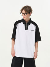 Load image into Gallery viewer, Patchwork Zipper Polo Shirt
