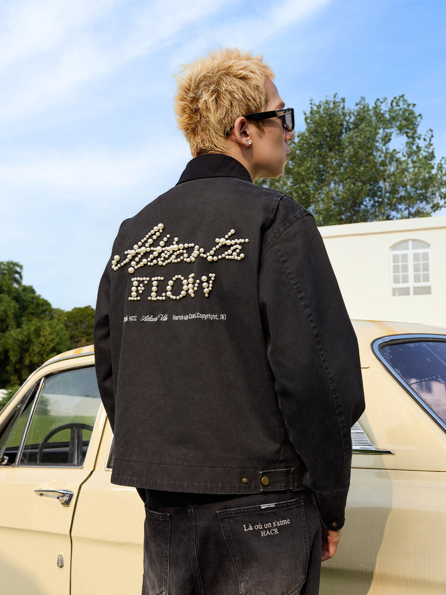 Vintage Pearl Embroidered Work Jacket – Harsh and Cruel