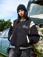 Vintage Pearl Embroidered Varsity Jacket