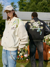 Load image into Gallery viewer, Floral Embroidery Logo Varsity Jacket
