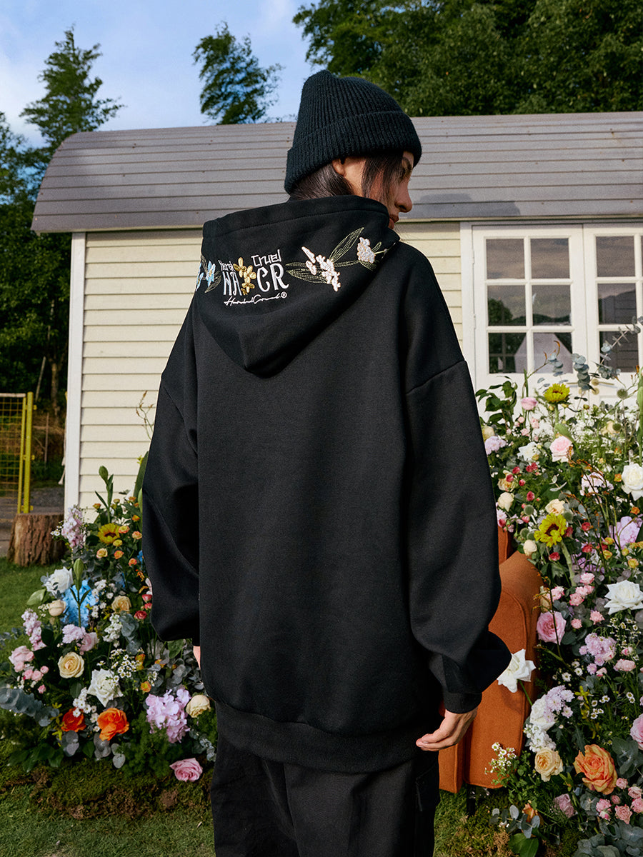 Floral Hood Embroidered Hoodie – Harsh and Cruel