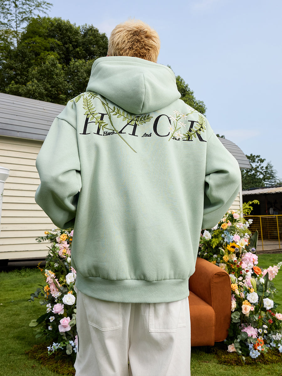 Floral Embroidered Fleece Hoodie – Harsh and Cruel