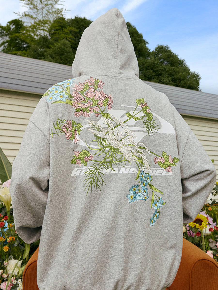 ファッション通販 安い Floral Embroidery Logo Zip Up Hoodie – Harsh and Cruel ジャケット・アウター