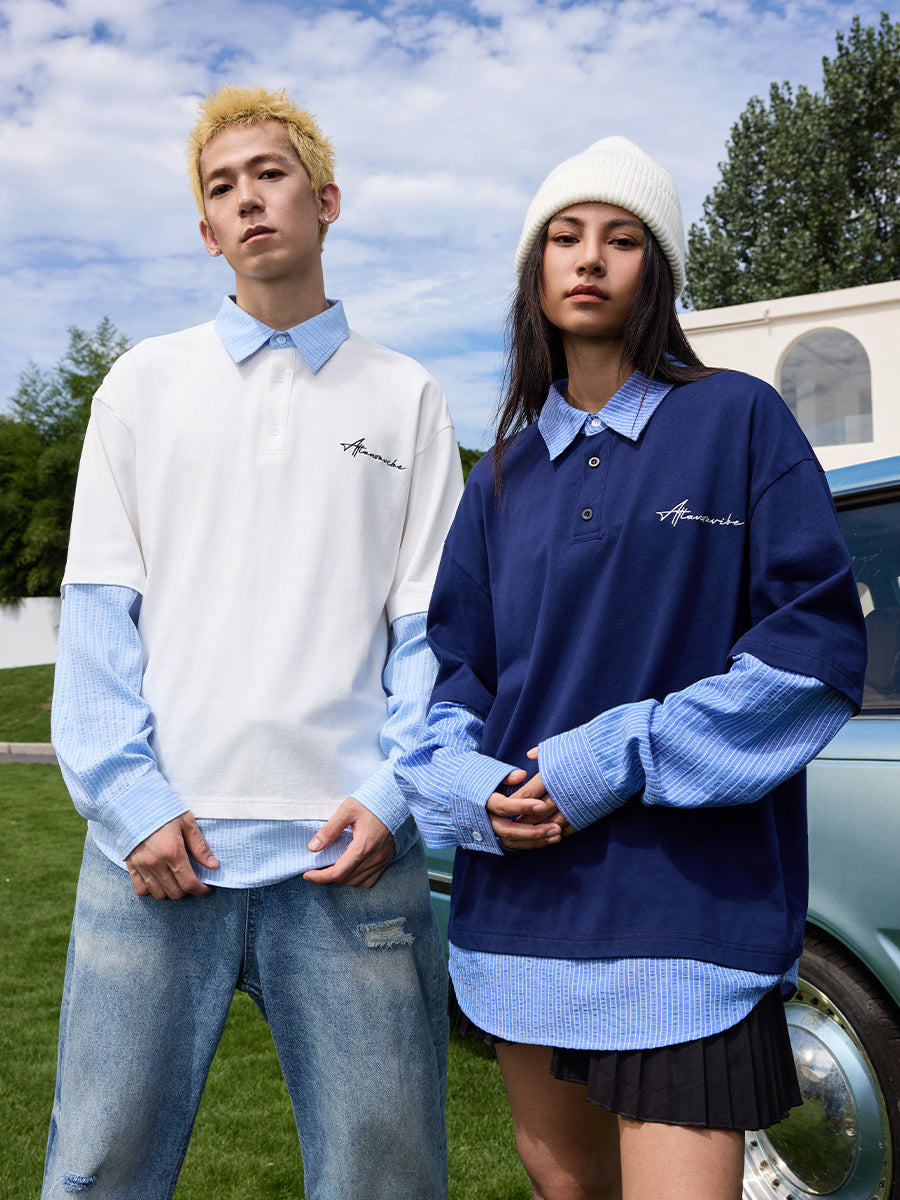 Two Piece Long Sleeves Polo Shirt