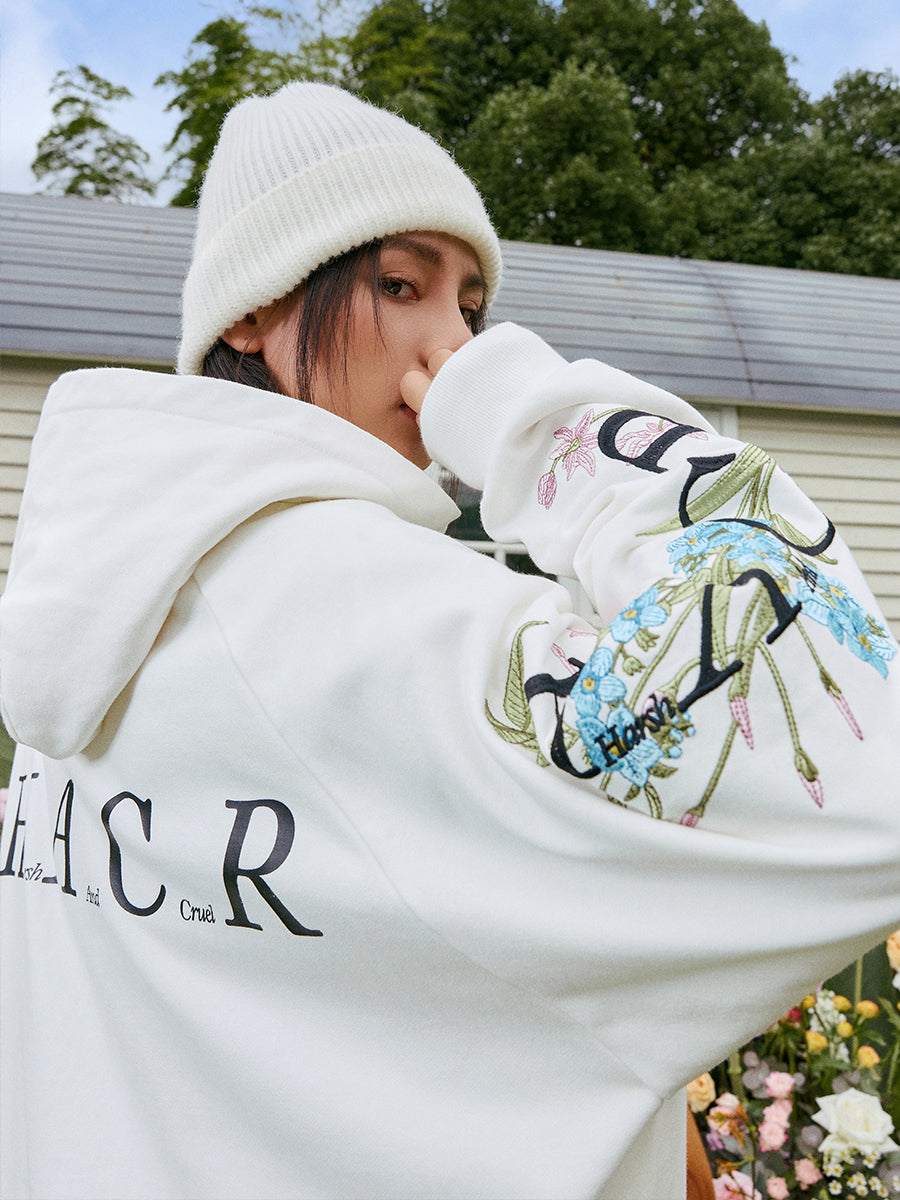 ÉPINE PARIS hoodie flower off white Off white flower hoodie pink clearance