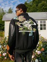 Load image into Gallery viewer, Floral Embroidery Logo Varsity Jacket
