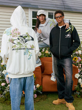 Load image into Gallery viewer, Floral Embroidery Logo Zip Up Hoodie
