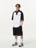 Patchwork Zipper Polo Shirt