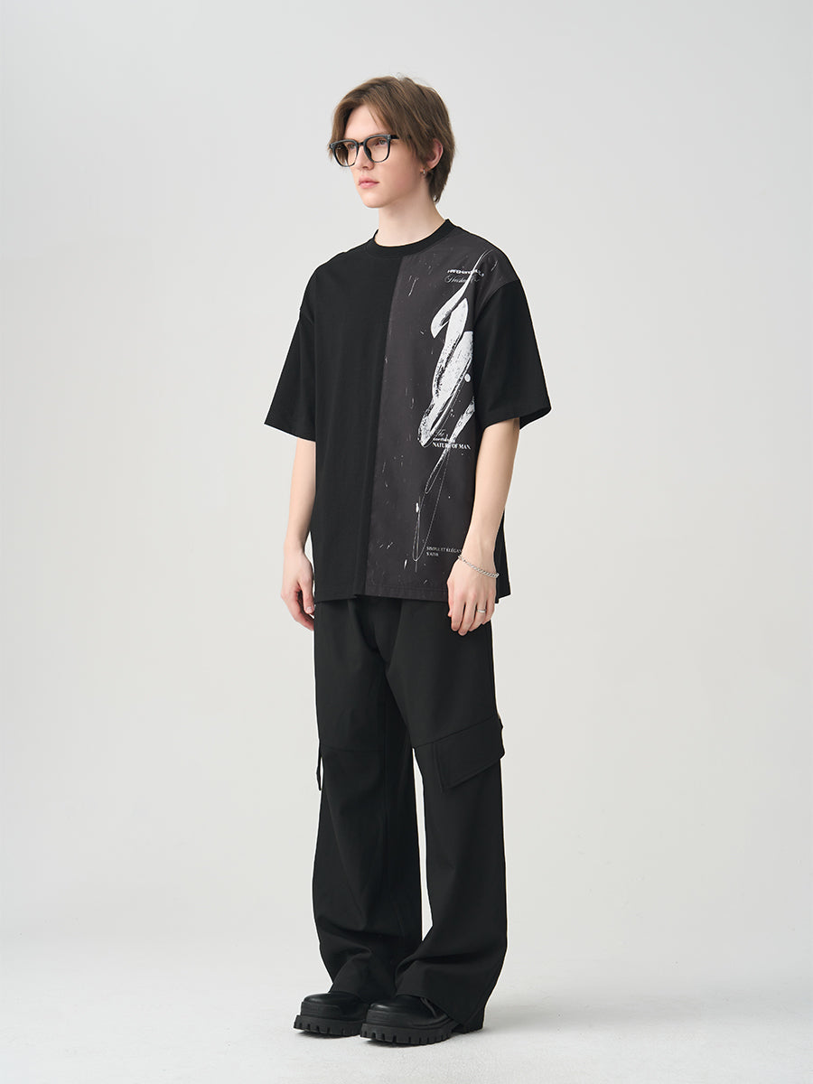 Brush Paint Half Print Tee