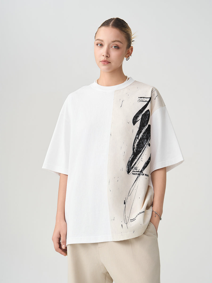 Brush Paint Half Print Tee
