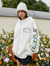 Load image into Gallery viewer, Floral Logo Sleeve Embroidered Zip Up Hoodie
