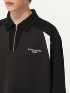 Patchwork Zipper Polo Shirt