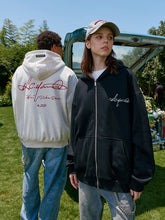 Load image into Gallery viewer, Handwritten Embroidered Zip up Hoodie
