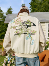 Load image into Gallery viewer, Floral Embroidery Logo Varsity Jacket
