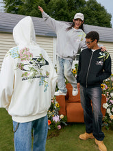 Load image into Gallery viewer, Floral Embroidery Logo Zip Up Hoodie
