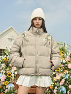 Floral Pearl Embroidery Down Jacket