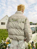 Floral Pearl Embroidery Down Jacket