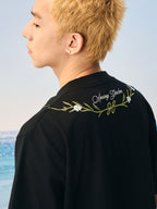 Floral Collar Pearl Embroidered Tee