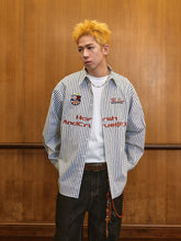 Load image into Gallery viewer, Striped Oversized Embroidered Shirt
