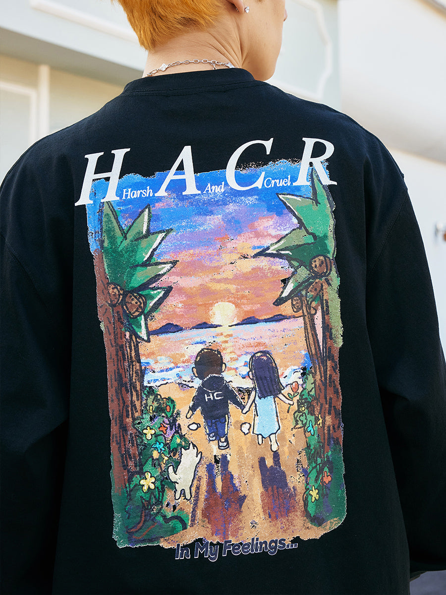 Sunset Graphic Oversized Long Sleeve