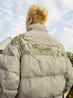 Floral Pearl Embroidery Down Jacket