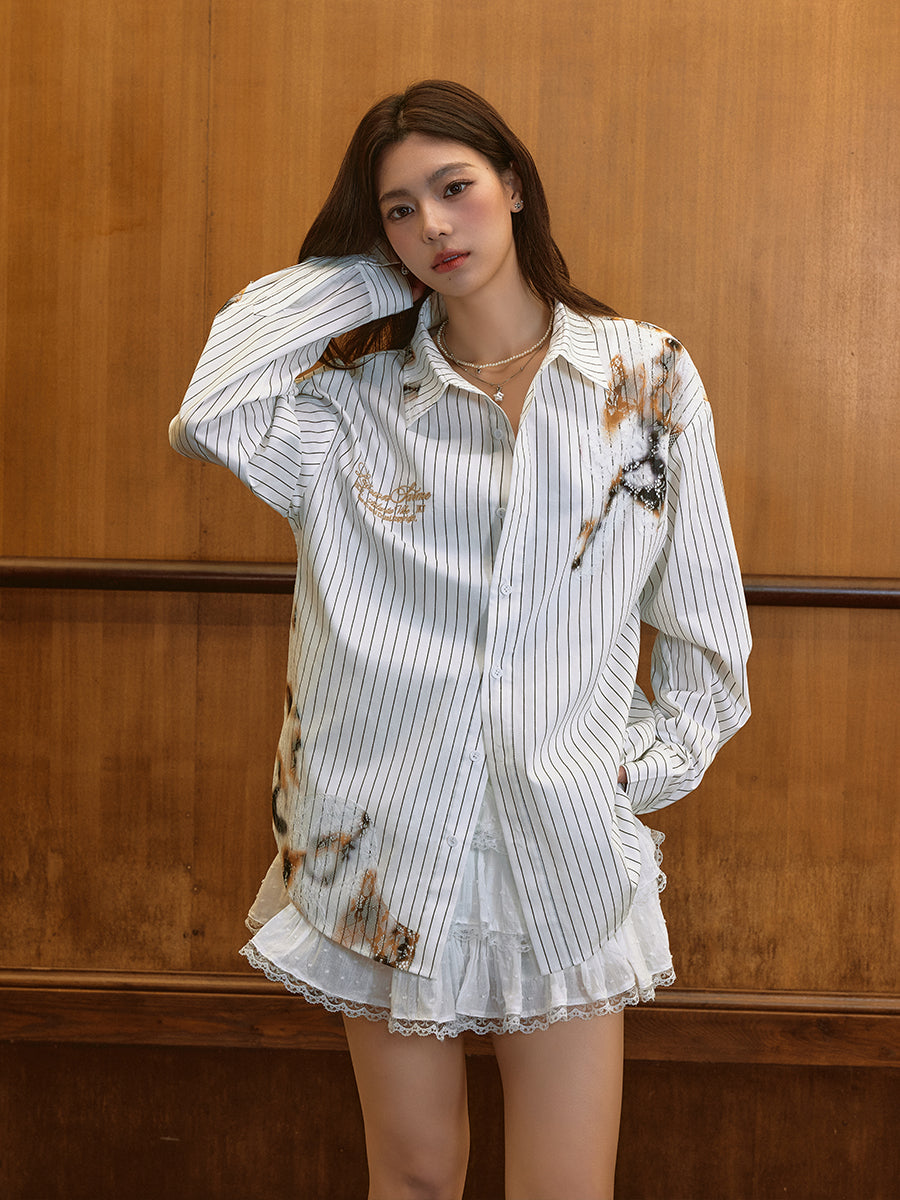 Distressed Lace Patchwork Shirt