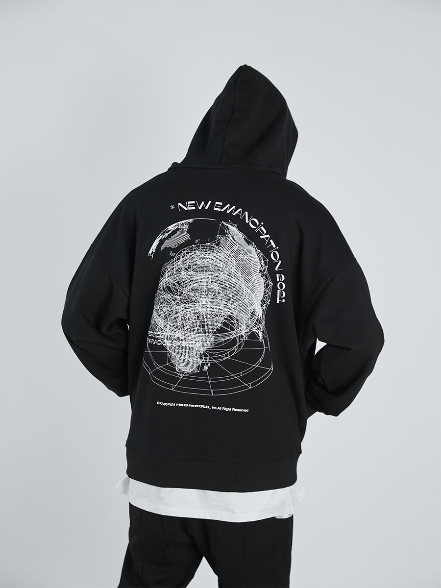 World Map Print Hoodie
