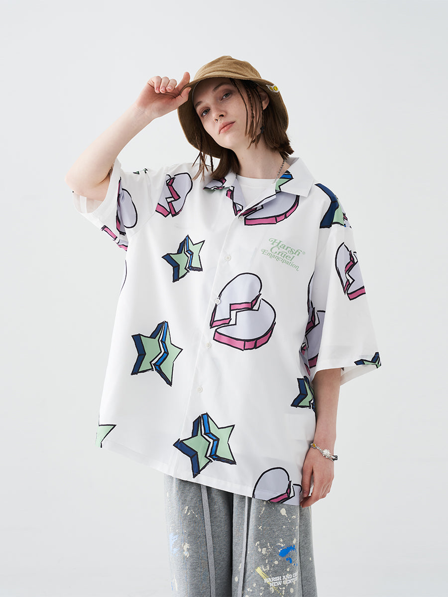 Broken Stars Full Print Cuban Shirt