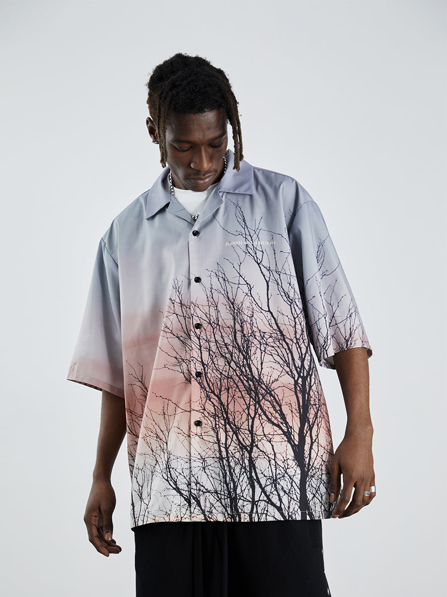 Forest Print Cuban Shirt
