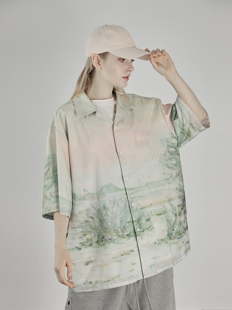 Monet Oil Painting Cuban Shirt