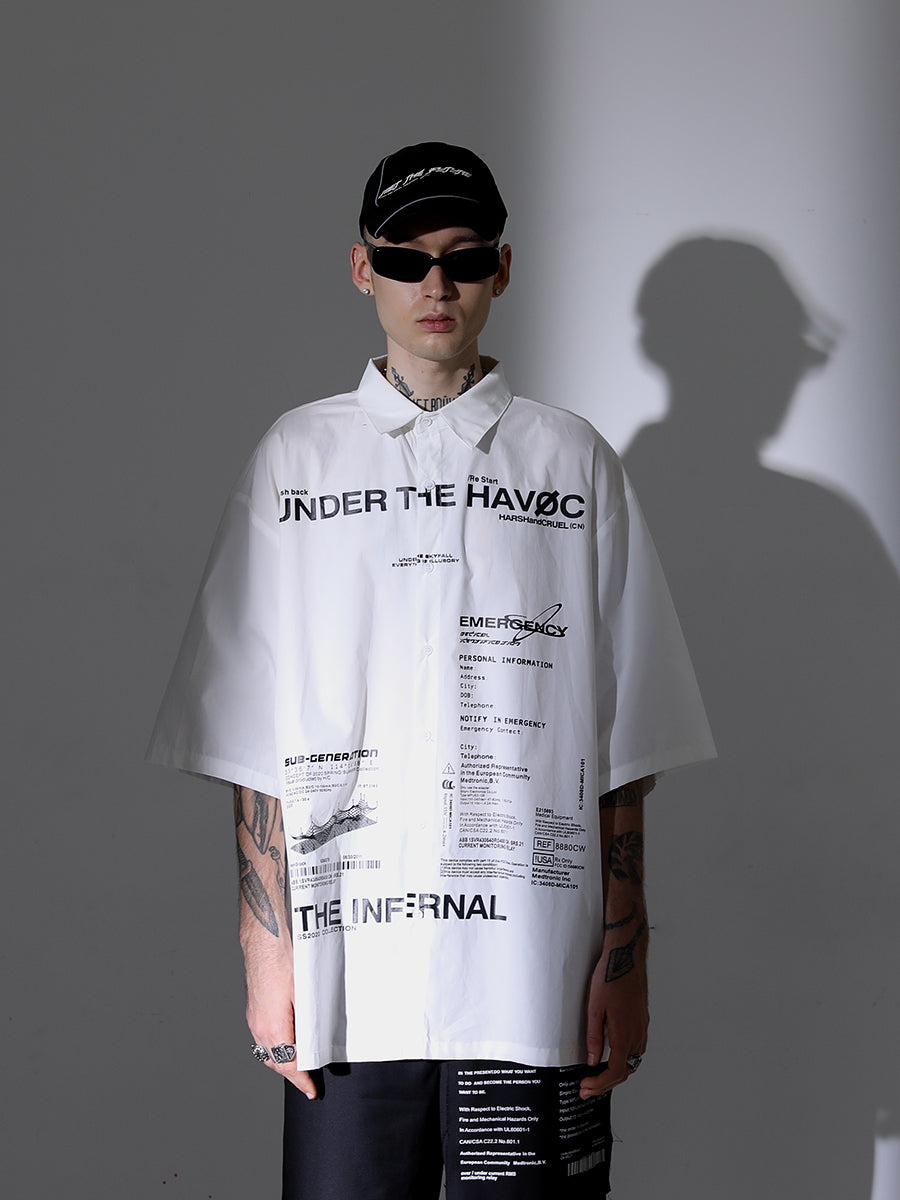 Emergency Printed Button Up Shirt