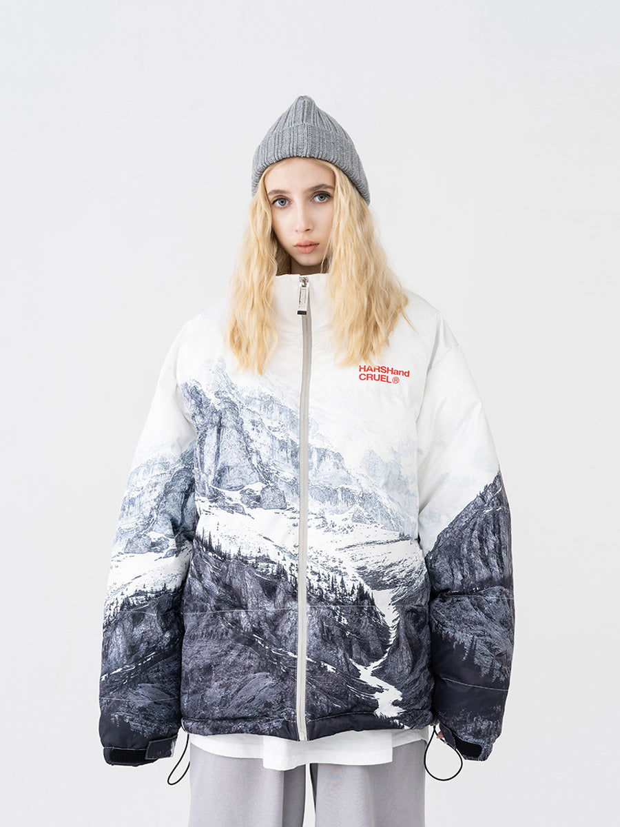 HARSH and CRUEL - Mountain Printed Down Jacket ❄🗻