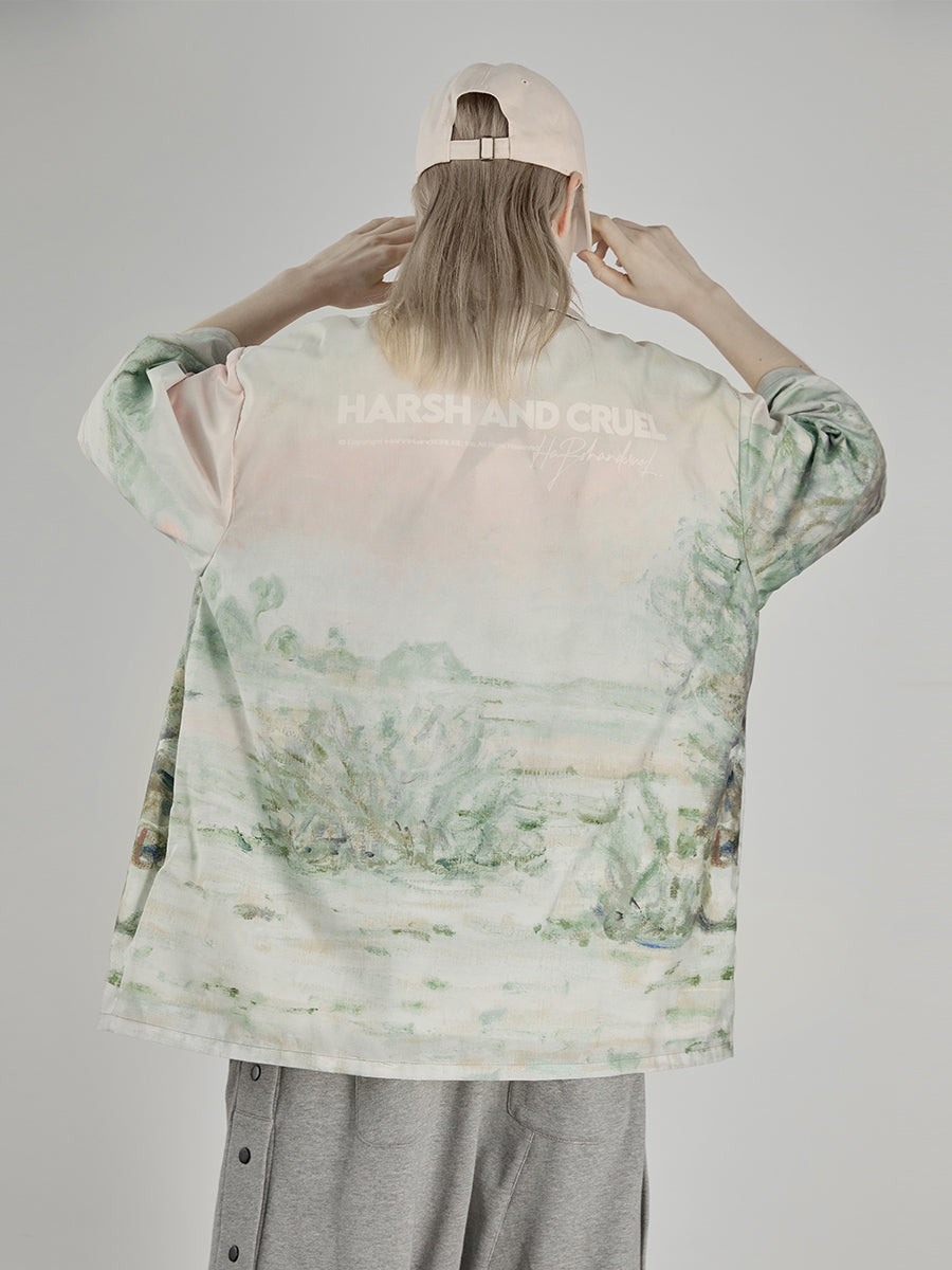 Monet Oil Painting Cuban Shirt