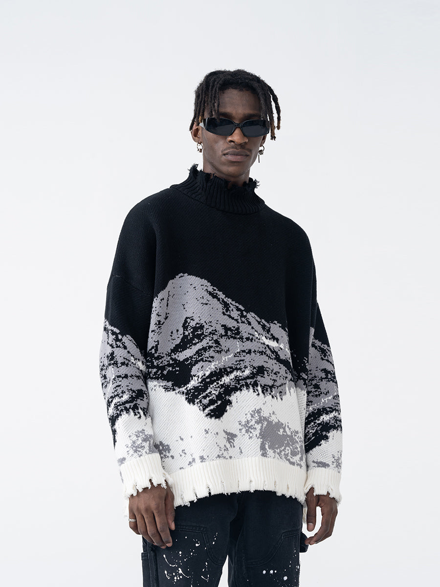 Mountain Negative Knit Turtleneck