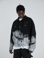 Snow Mountain Print Denim Jacket