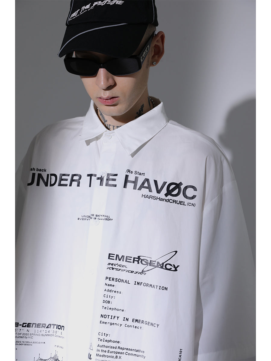 Emergency Printed Button Up Shirt