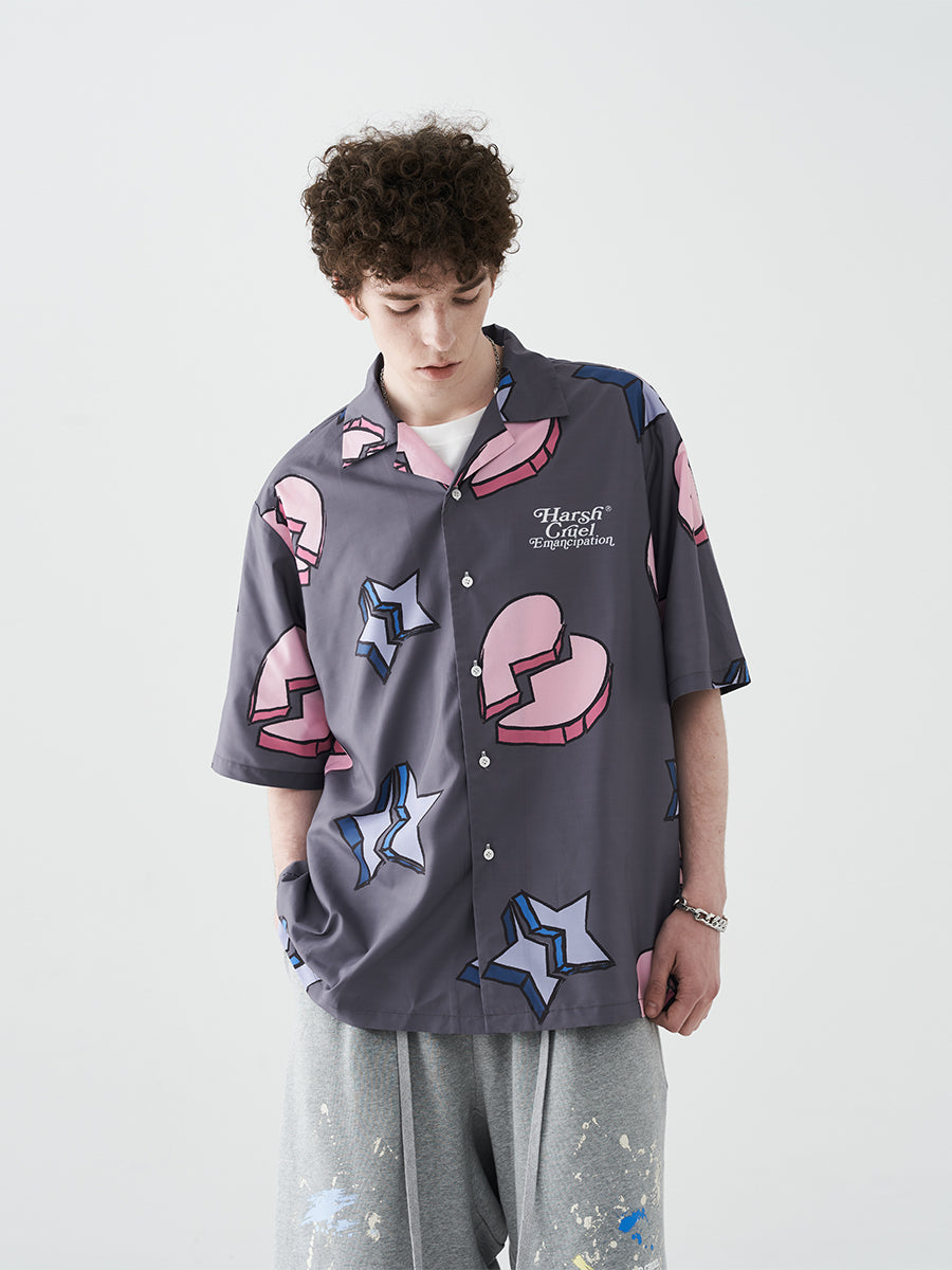 Broken Stars Full Print Cuban Shirt