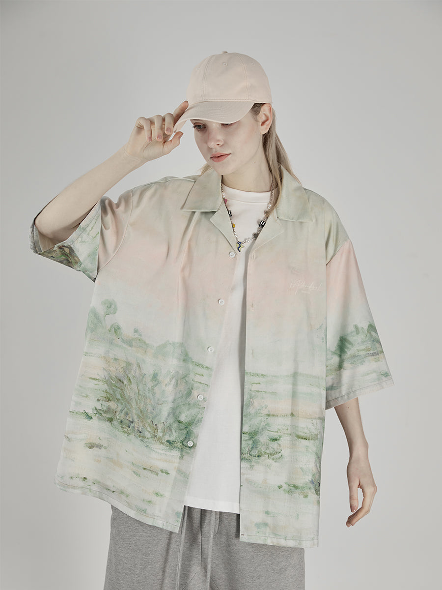 Monet Oil Painting Cuban Shirt