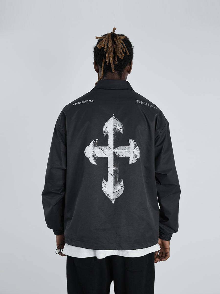 Virgin Mary Print Coach Jacket