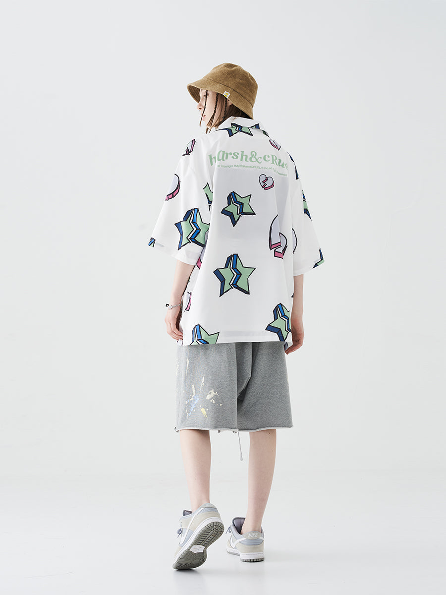 Broken Stars Full Print Cuban Shirt
