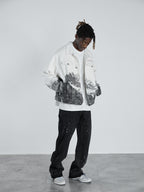 Snow Mountain Print Denim Jacket